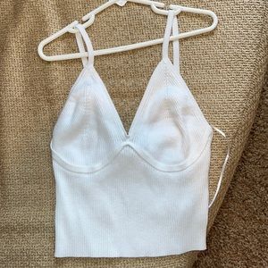 White ribbed tank top with adjustable straps